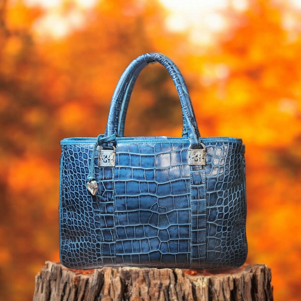 **Brighton MONROE CROC Emboss Leather Satchel Purse Handbag - Picture 5 of 13